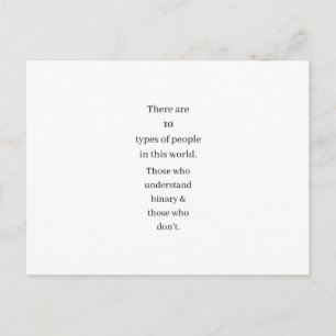 Funny Binary Wiskunde Computing Joke Gift Briefkaa Briefkaart