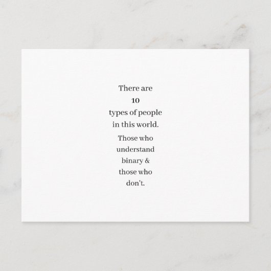 Funny Binary Wiskunde Computing Joke Gift Briefkaa Briefkaart (Voorkant)