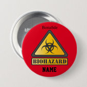 Funny Biohazard Warning SignThunder_Cove Ronde Button 7,6 Cm (Voorkant /achterkant)