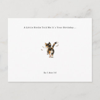 Funny Bird Cat Birthday Card. Feestdagenkaart