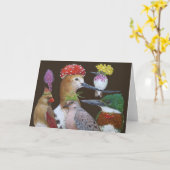 Funny bird group wenskaart kaart (Gele Bloem)