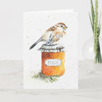 Funny Bird Over the Hill Birthday Kaart - Peach Ja