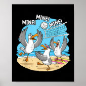 Funny Bird Playing Volleyball Mine Game Day Vibes Poster (Voorkant)