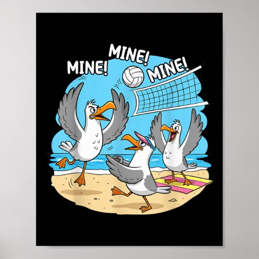 Funny Bird Playing Volleyball Mine Game Day Vibes Poster (Voorkant)