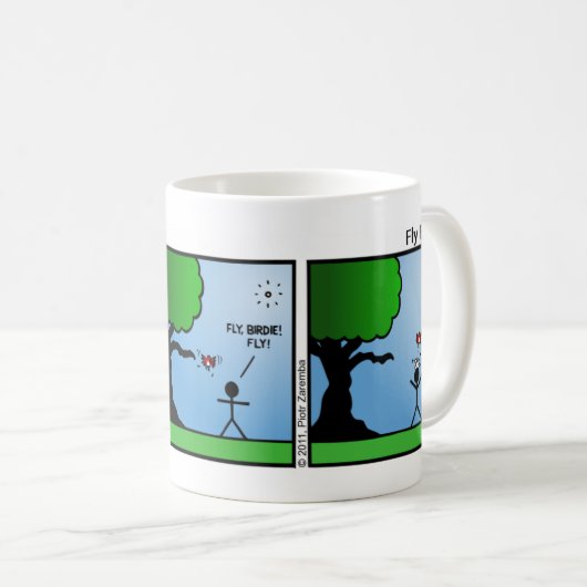 Funny Bird Poop Stickman Mok - 022 (Voorkant rechts)