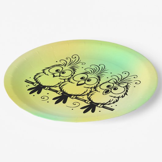 Funny Birds Cartoon-56456 Papieren Bordje (Gekanteld)