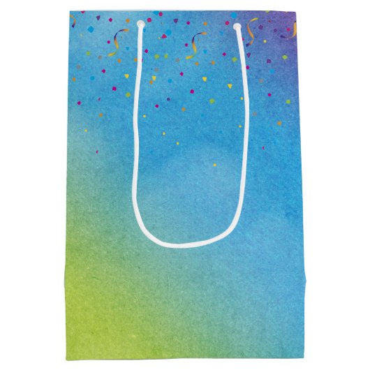 Funny Birthday-ballongezicht op regenboog Medium Cadeauzakje (Achterkant)