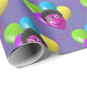 Funny Birthday Balloon Man's Face Cadeaupapier (Rol Hoek)