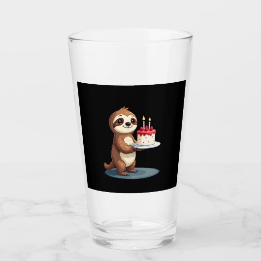 Funny Birthday Cake with Sloth Costume for Boys an Glas (Voorkant)
