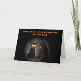 Funny Birthday Card Cat Eyes die gloeit van Cake Kaart