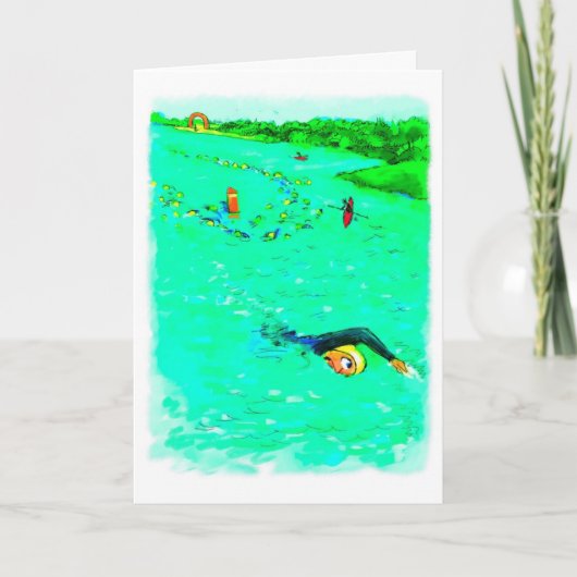 Funny Birthday Card for Swimmer - Off Course Kaart (Voorkant)