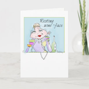 Funny Birthday Card for women Resting Wine Face Kaart