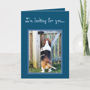 Funny Birthday Card met Cute Basset Hound & Cake Kaart