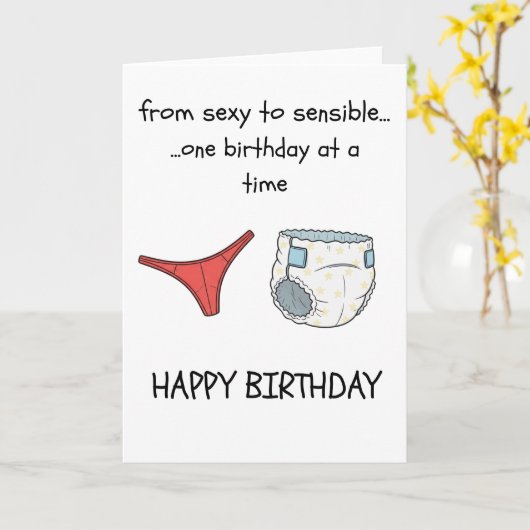 Funny Birthday Card - Thong to Nappy Kaart (Gele Bloem)