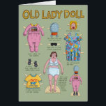 FUNNY Birthday Card Vielle Lady Papier Poupée<br><div class="desc">Une poupée en papier d'une dame plus âgée montrant tous ses mecs tape-à-l'oeil, dont un muumuu, de grandes chaussures confortables et un super cool toute la journée. Des trucs que la vieille dame porte. Un cadeau ou une carte super et drôle pour la vieille dame, la personne âgée, au-dessus de...</div>