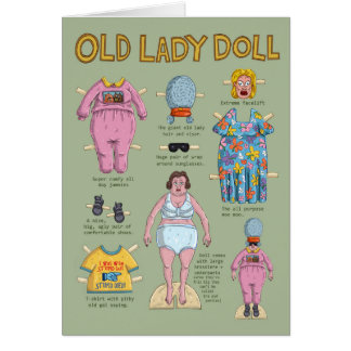 FUNNY Birthday Card Vielle Lady Papier Poupée