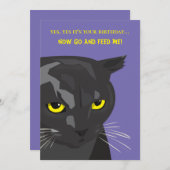 Funny Birthday Cat Kaart, Uitnodiging (Voorkant / Achterkant)