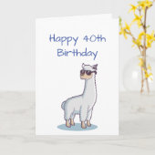 Funny Birthday Custom Age 30th Llama Animal Kaart (Gele Bloem)