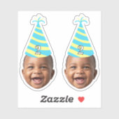Funny Birthday Face with Party Hat & Custom Age  Sticker (Vel)