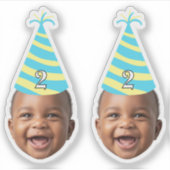 Funny Birthday Face with Party Hat & Custom Age  Sticker (Voorkant)