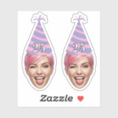 Funny Birthday Face with Party Hat & Custom Age  Sticker (Vel)