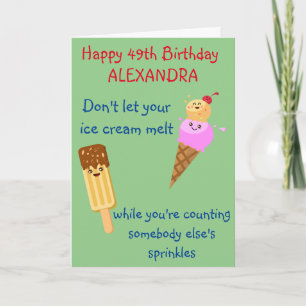 Funny Birthday Ice Cream Sprinkles Humor Kawaii Kaart