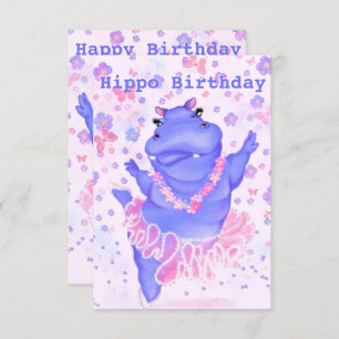 Funny Birthday Kaart Happy Hippo Ballet Dancer
