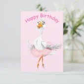 Funny Birthday Kaart met Ballerina Duck (Staand voorkant)