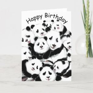 Funny Birthday Kaart met Happy Panda Familie