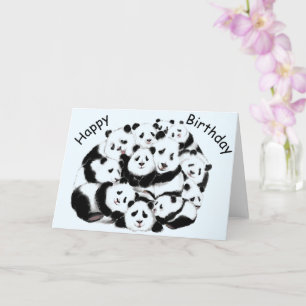 Funny Birthday Kaart met Happy Pandas