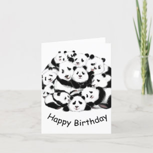 Funny Birthday Kaart met Happy Pandas