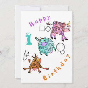 Funny Birthday Kaart met kleurrijke geometrische K