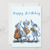 Funny Birthday Kaart met Musical Mouse Band (Voorkant)
