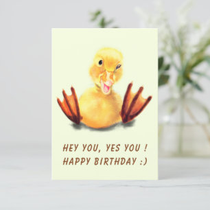 Funny Birthday Kaart met Playful Duck Custom Text