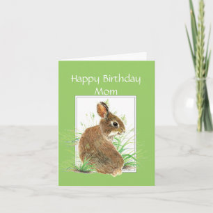 Funny Birthday Mam, Cute Bunny Rabbit, Carrot Cake Kaart