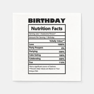 Funny Birthday Nutrition Facts Briefkaart Servet