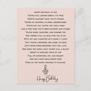 Funny Birthday Poem voor volwassenen Briefkaart