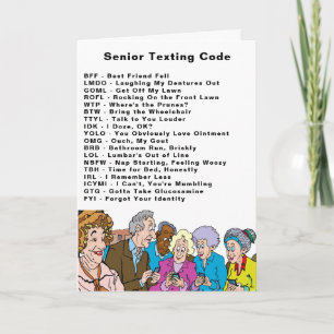 Funny Birthday Seniors Texting Code Kaart