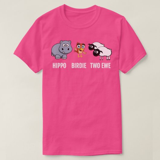 Funny Birthday Shirt Hippo Birdie Two Ewe pun (Design voorkant)