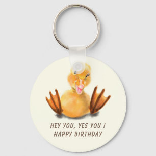 Funny Birthday Sleutelhanger Playful Winking Ducki