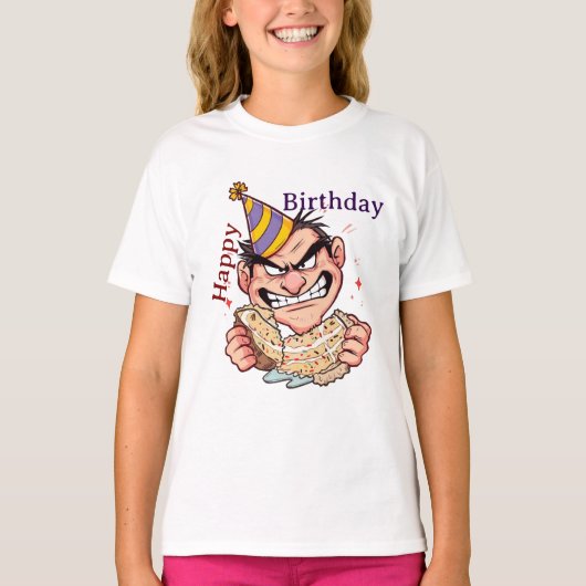 Funny Birthday Sticker T-shirt (Voorkant)