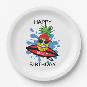 Funny Birthday Surfing Pineapple Papieren Bordje