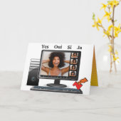 Funny Birthday Video Conference Call Satire Kaart (Gele Bloem)