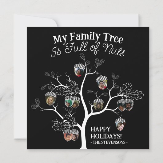 Funny Black Afbeelding Family Tree is vol met note Feestdagenkaart (Voorkant)