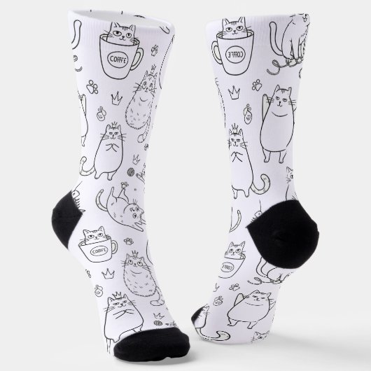 Funny Black and White Cat Pattern Socks Sokken (Gebogen)