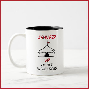 Funny Black and White Circus Tent Quote Tweekleurige Koffiemok