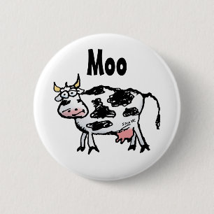 Funny Black and White Koe Cartoon Ronde Button 5,7 Cm