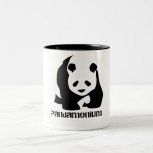 Funny Black and White Panda Beer Pandamonium Tweekleurige Koffiemok