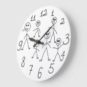 Funny Black and White Stick Man Design Grote Klok (Hoek)