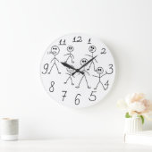 Funny Black and White Stick Man Design Grote Klok (Huis)